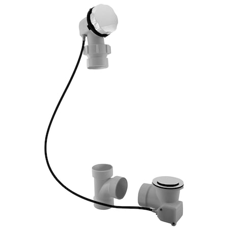 Westbrass Sch. 40 PVC 35" Cable Drive Bath Waste, Ball Joint Head in Powdercoated White D50P35BJ-50